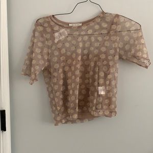 see through t crop. with a pink cami. size medium